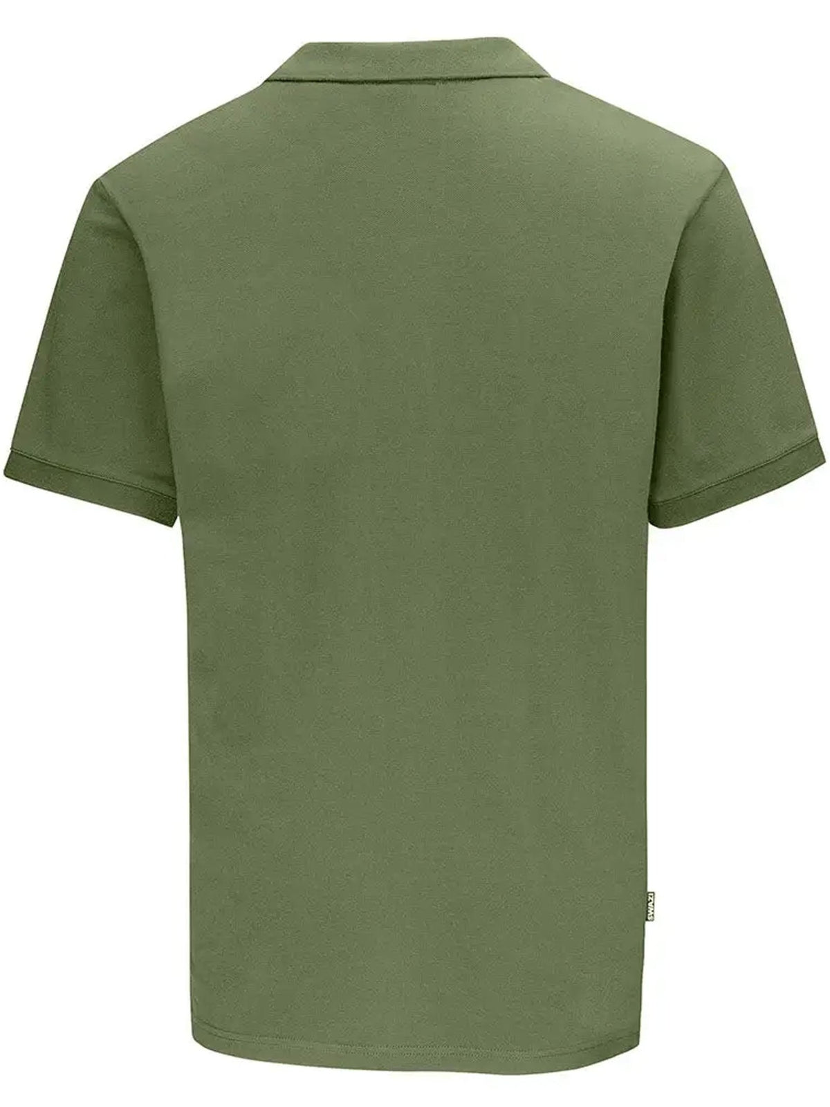 Swazi men's olive green cotton piqué polo shirt, back view