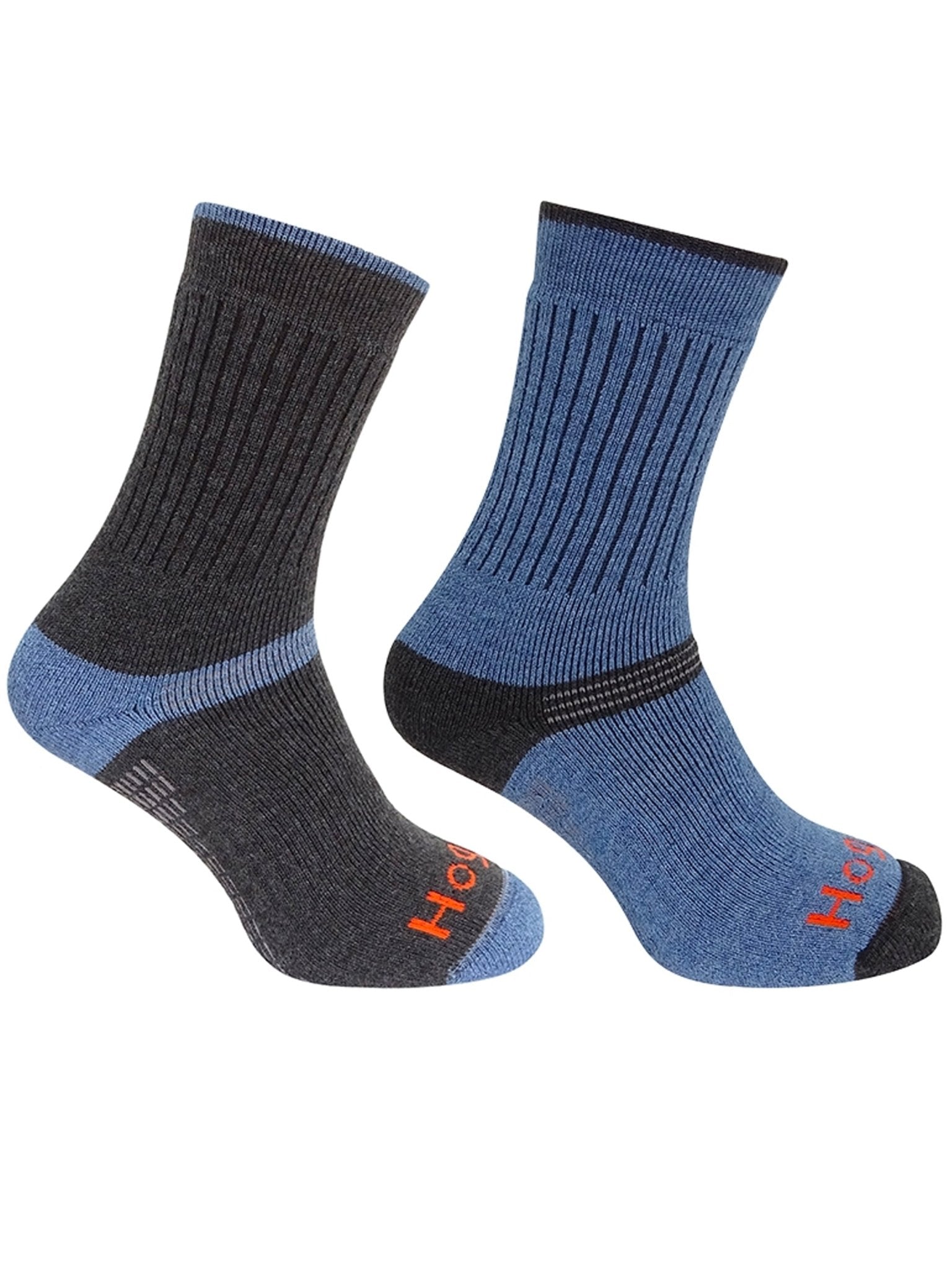 Hoggs of Fife - 1905 Mens Socks in Charcoal/Denim (Twin Pack) - Tech Active