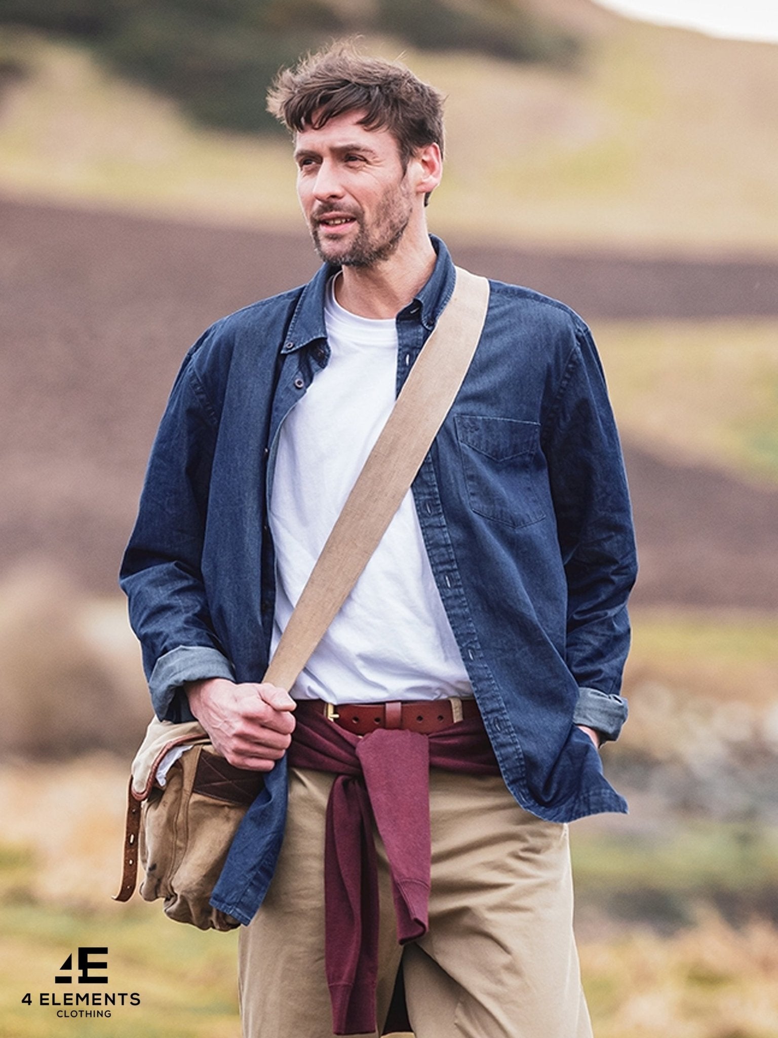 Hoggs of Fife - Archerfield Denim Mens Shirt - Mens Long sleeve Shirt Blue