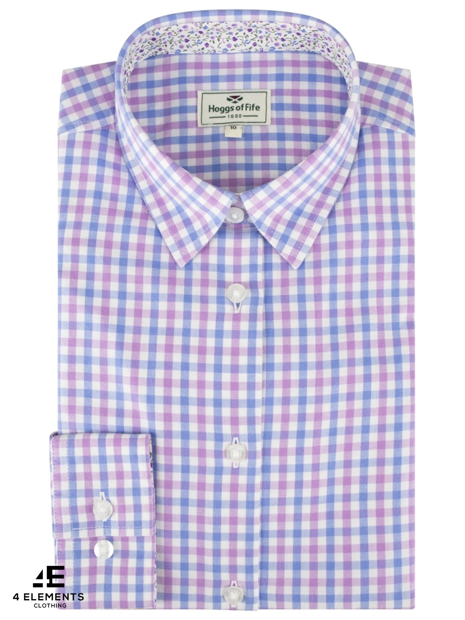 Hoggs of Fife - Ladies Long sleeve Shirt - Country check shirt with feminine trim - Becky II