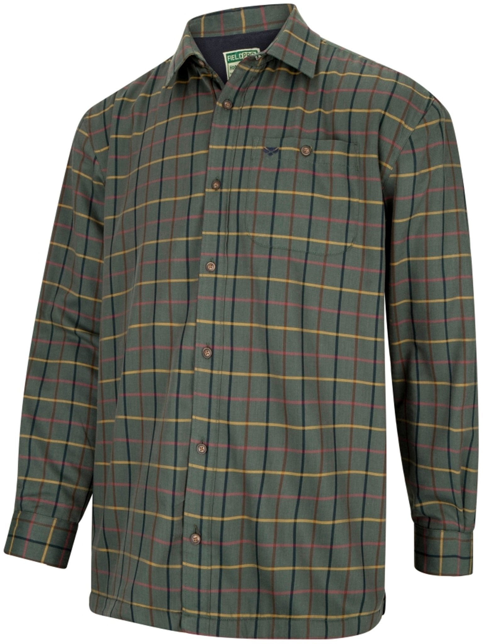 Hoggs of Fife - Men Long sleeve Micro Fleece Lined Shirt - Beech