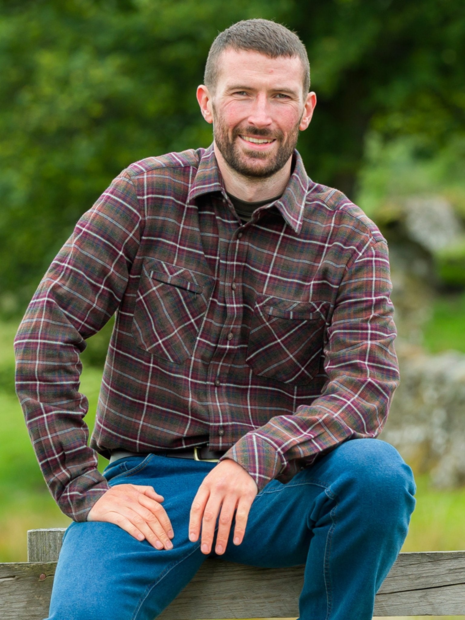 Hoggs of Fife - Mens Long Sleeve check shirt / Country sport Check Luxury Shirt