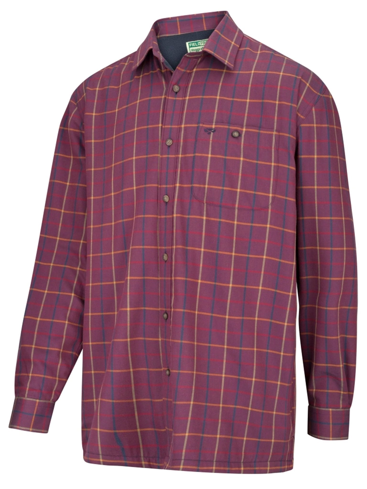 Hoggs of Fife - Mens Shirt / Long Sleeve / Micro Fleece Lined shirt / - Bramble