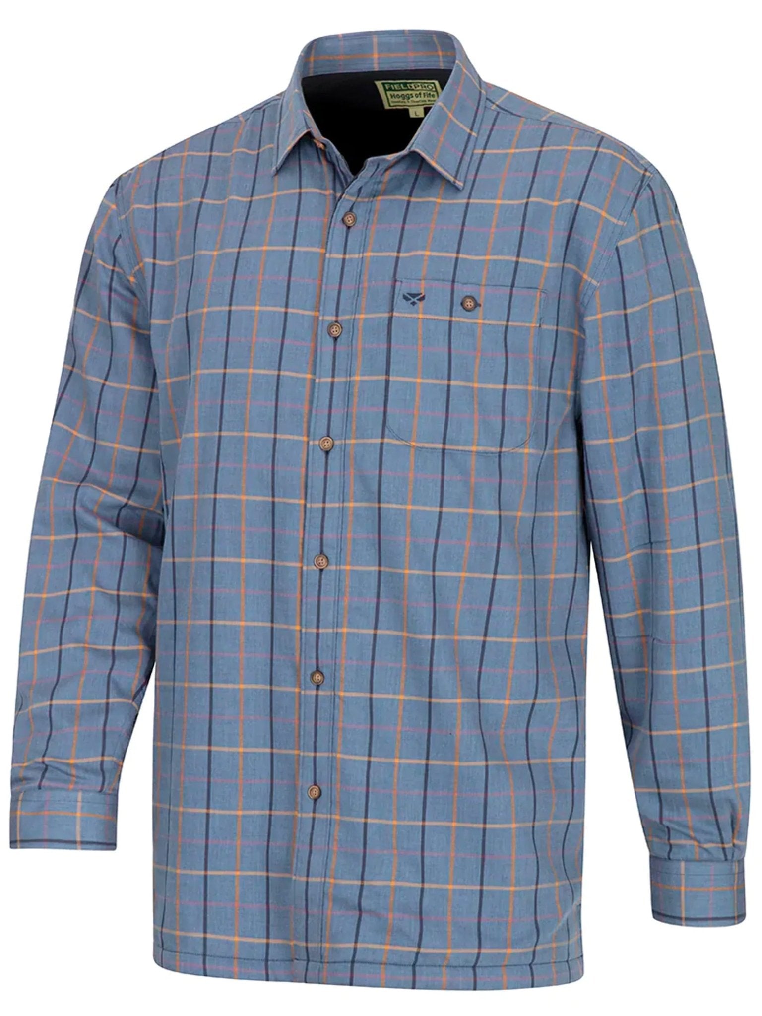 Hoggs of Fife - Mens Shirt Micro Fleece Lined Long sleeve shirt - Blackthorn Blue