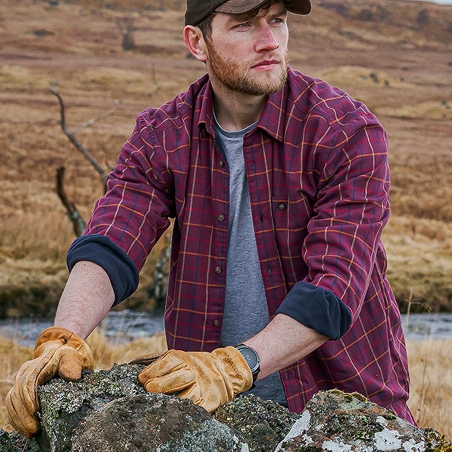 Hoggs of Fife - Mens Shirt Micro Fleece Lined Long sleeve shirt - Blackthorn Blue