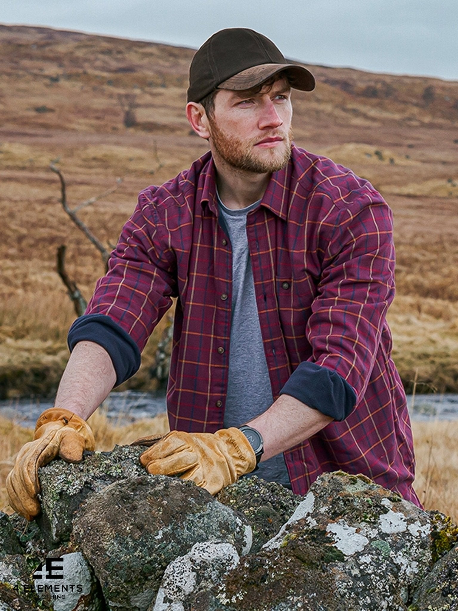 Hoggs of Fife - Mens Shirt Micro Fleece Lined Long sleeve shirt - Blackthorn Blue