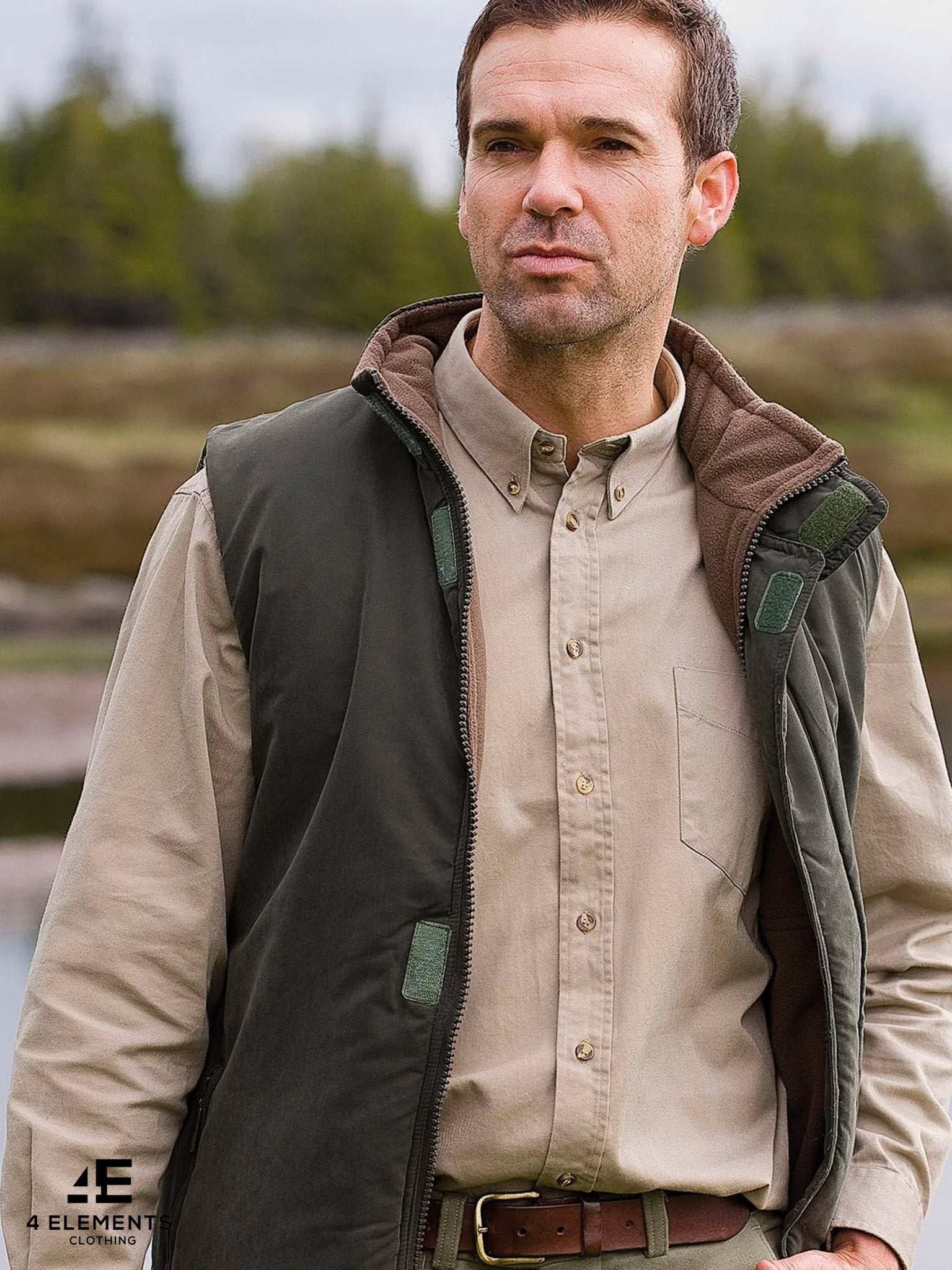 Hoggs of Fife - Reversible Gilet / Body warmer microfleece - Green / brown - The Breezer