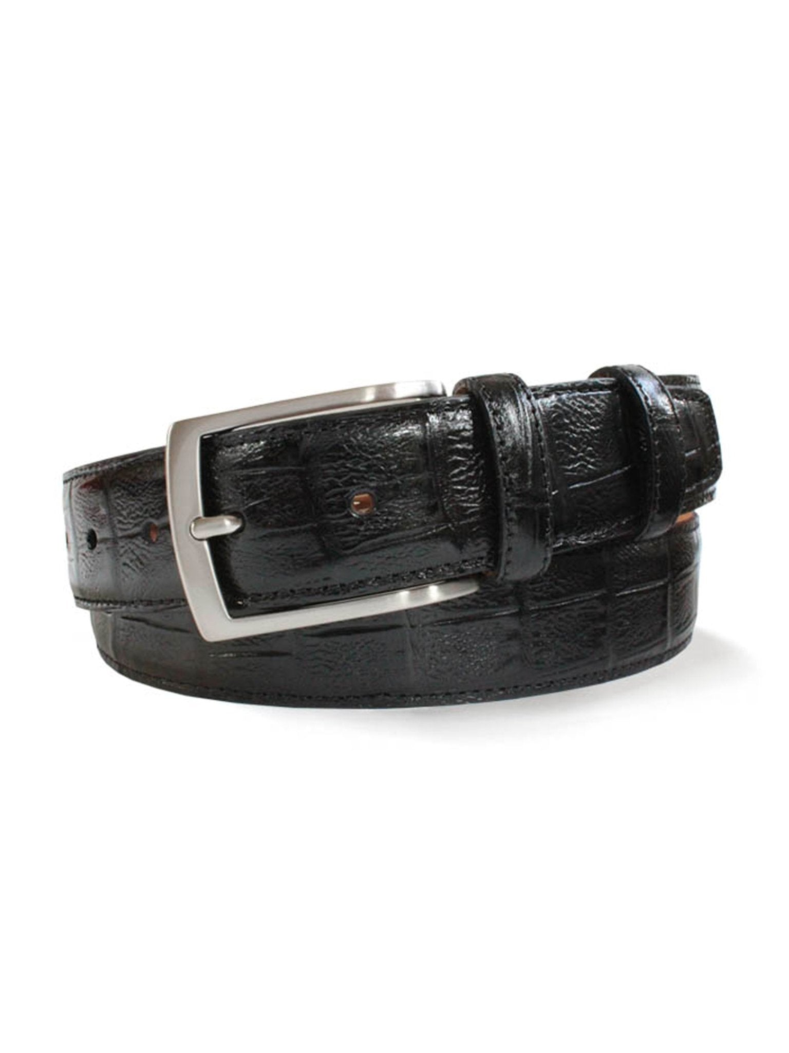 Robert Charles Belts - 1502 Crocodile print Leather Mens Belt - Made in Italy - 100% Leather - 35mm