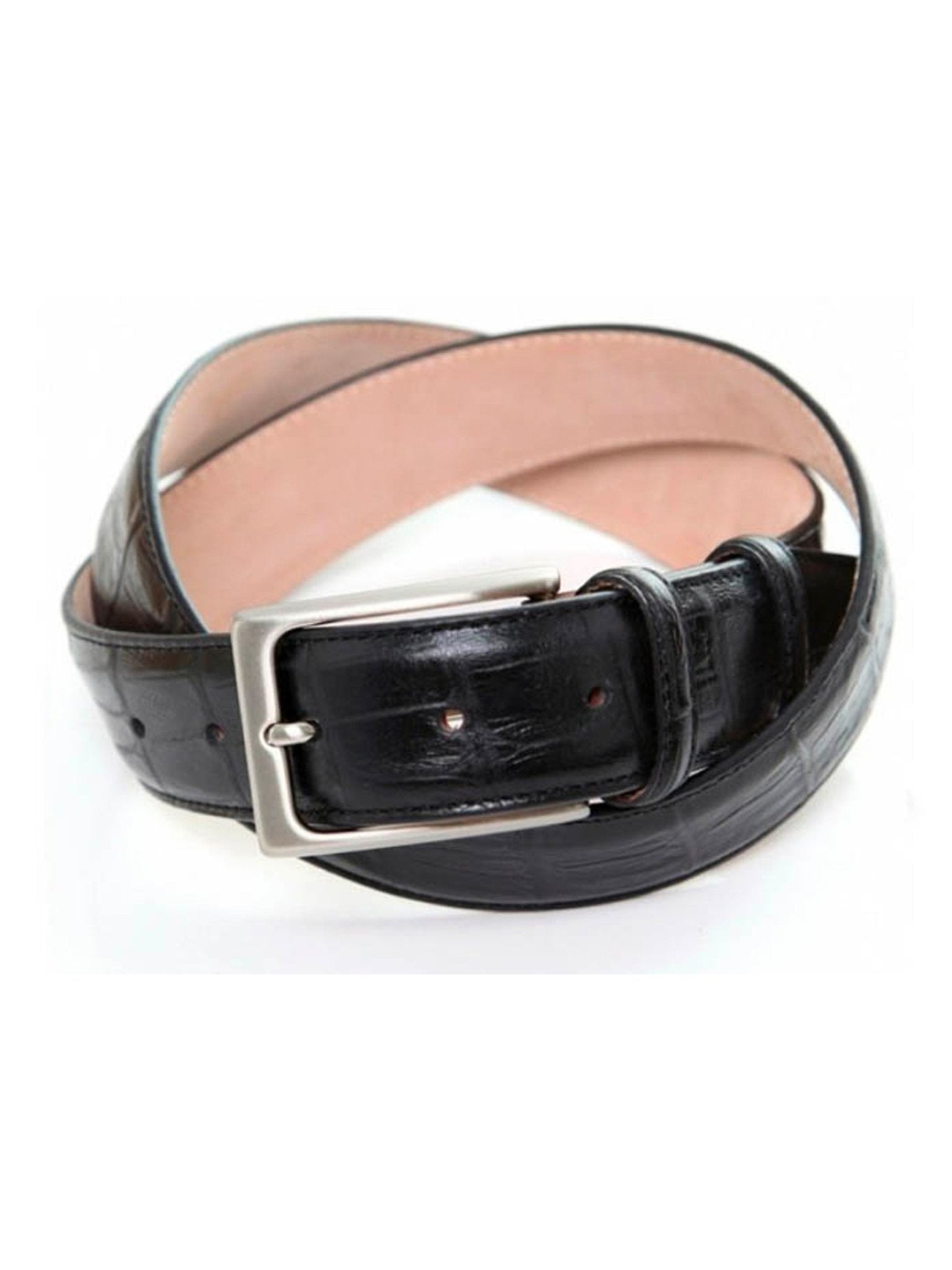 Robert Charles Belts - 1502 Crocodile print Leather Mens Belt - Made in Italy - 100% Leather - 35mm
