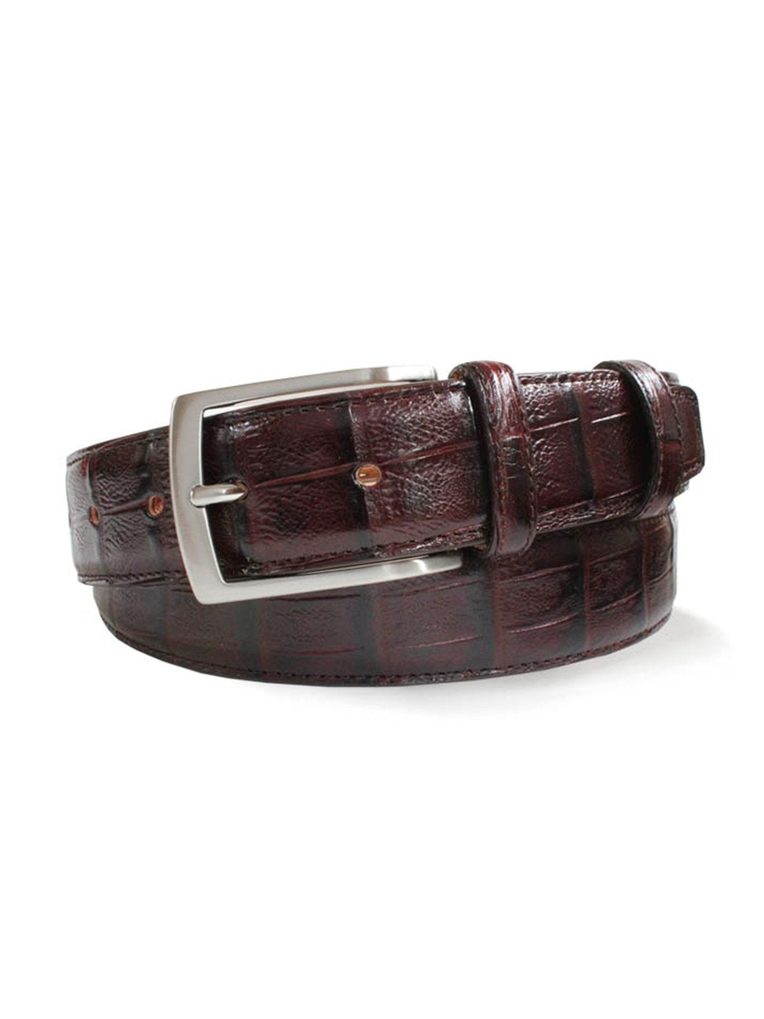 Robert Charles Belts - 1502 Crocodile print Leather Mens Belt - Made in Italy - 100% Leather - 35mm