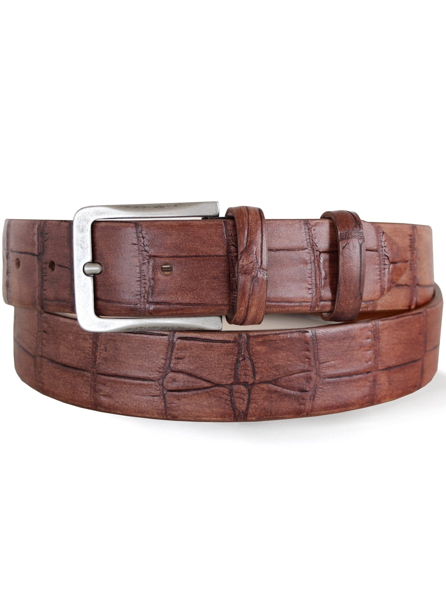 Robert Charles Belts - 1713 Croc effect mens belt 35mm - Made in Italy - 100% Leather