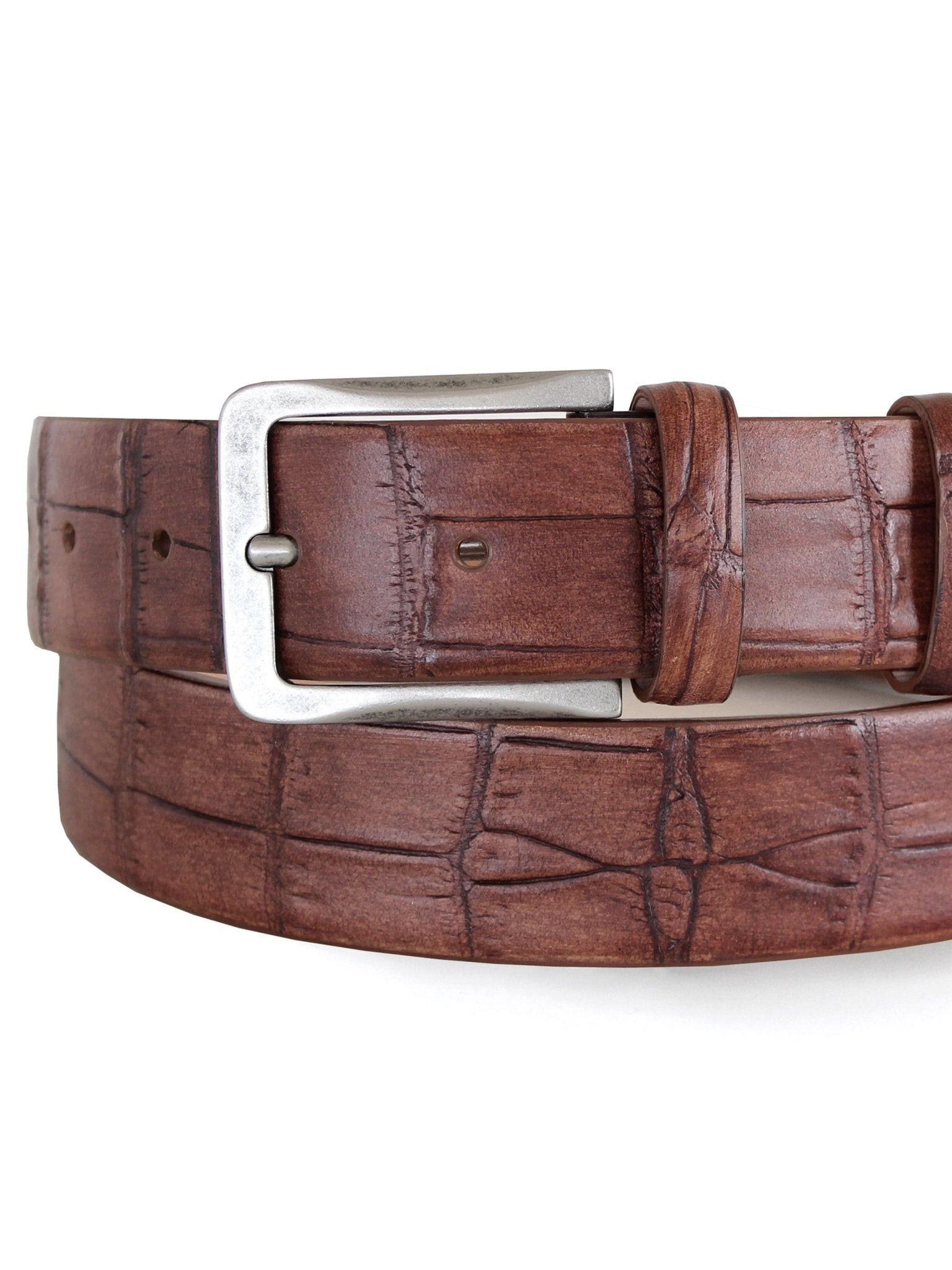 Robert Charles Belts - 1713 Croc effect mens belt 35mm - Made in Italy - 100% Leather