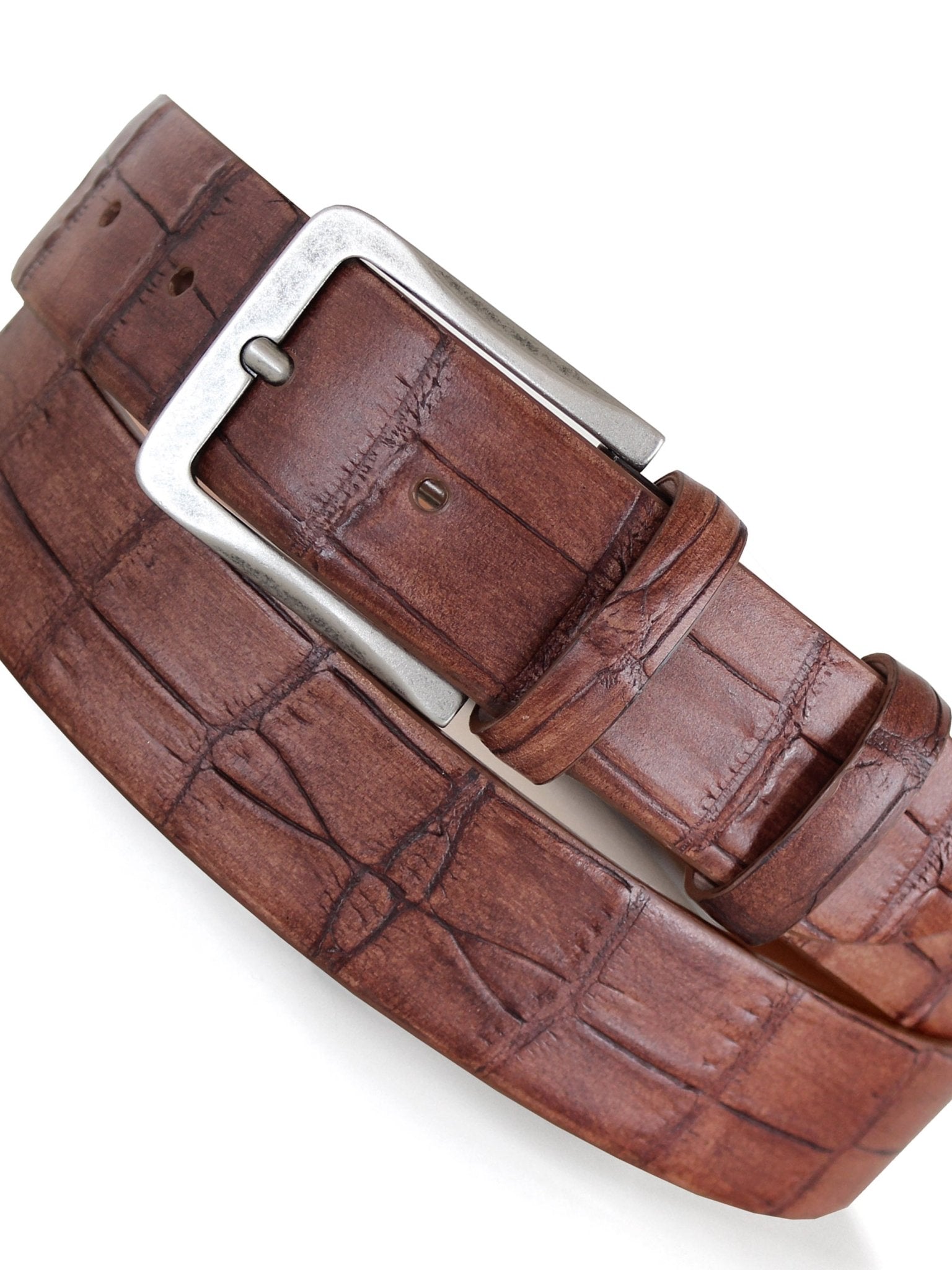 Robert Charles Belts - 1713 Croc effect mens belt 35mm - Made in Italy - 100% Leather