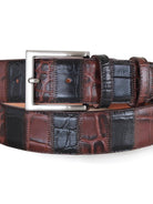 Robert Charles Belts - 1715 Black & Brown Patchwork belt 35mm - Made in Italy - 100% Leather