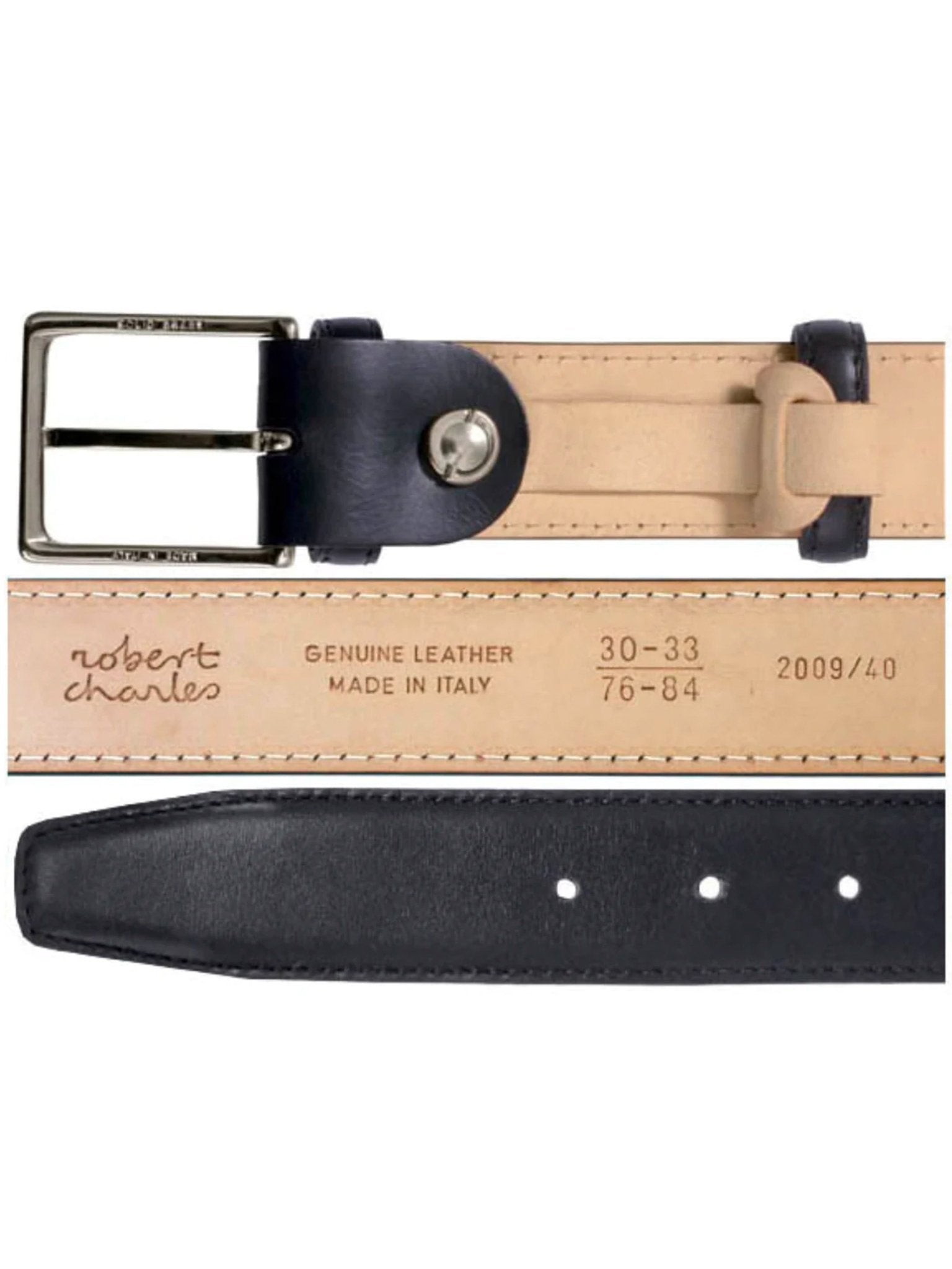 Robert Charles Belts - 3751 Calfskin Leather Mens belt - 35mm leather width - Made in Italy