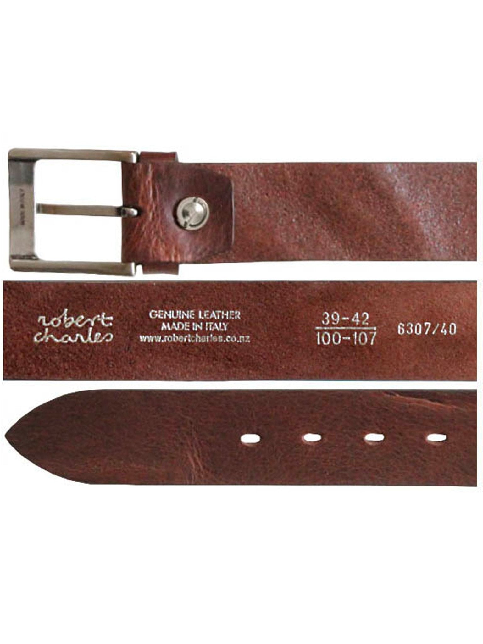 Robert Charles Belts - 6307 Burnished Mens Leather Belt - 40mm leather width - Made in Italy