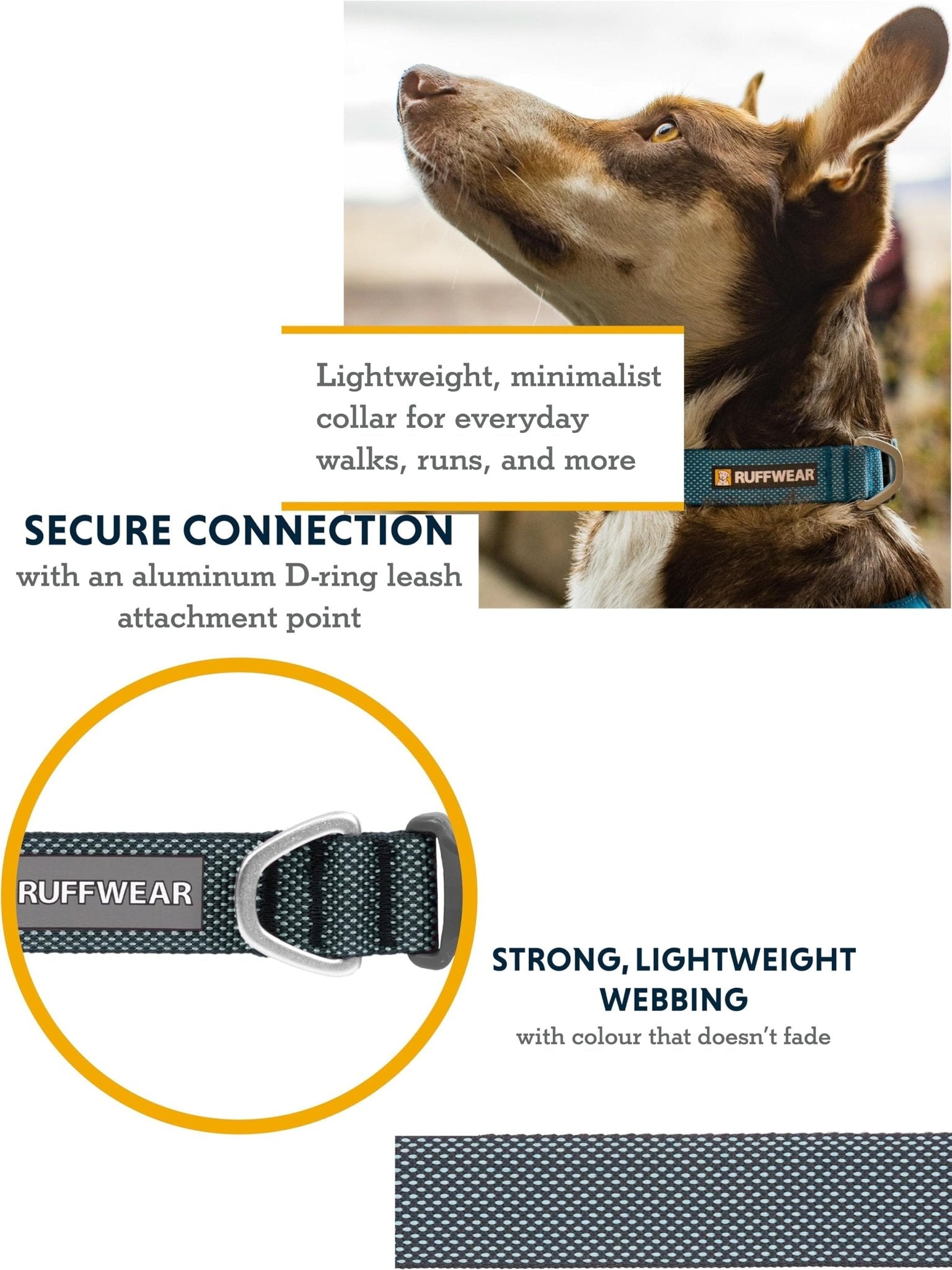 4elementsclothingRuffwearRuffwear - Hi & Light Collar, Dog Collar with Aluminium D-Ring, Adjustable & Lightweight Dog Collar with Dog Lead Attachment RingDog Collar2555-655911