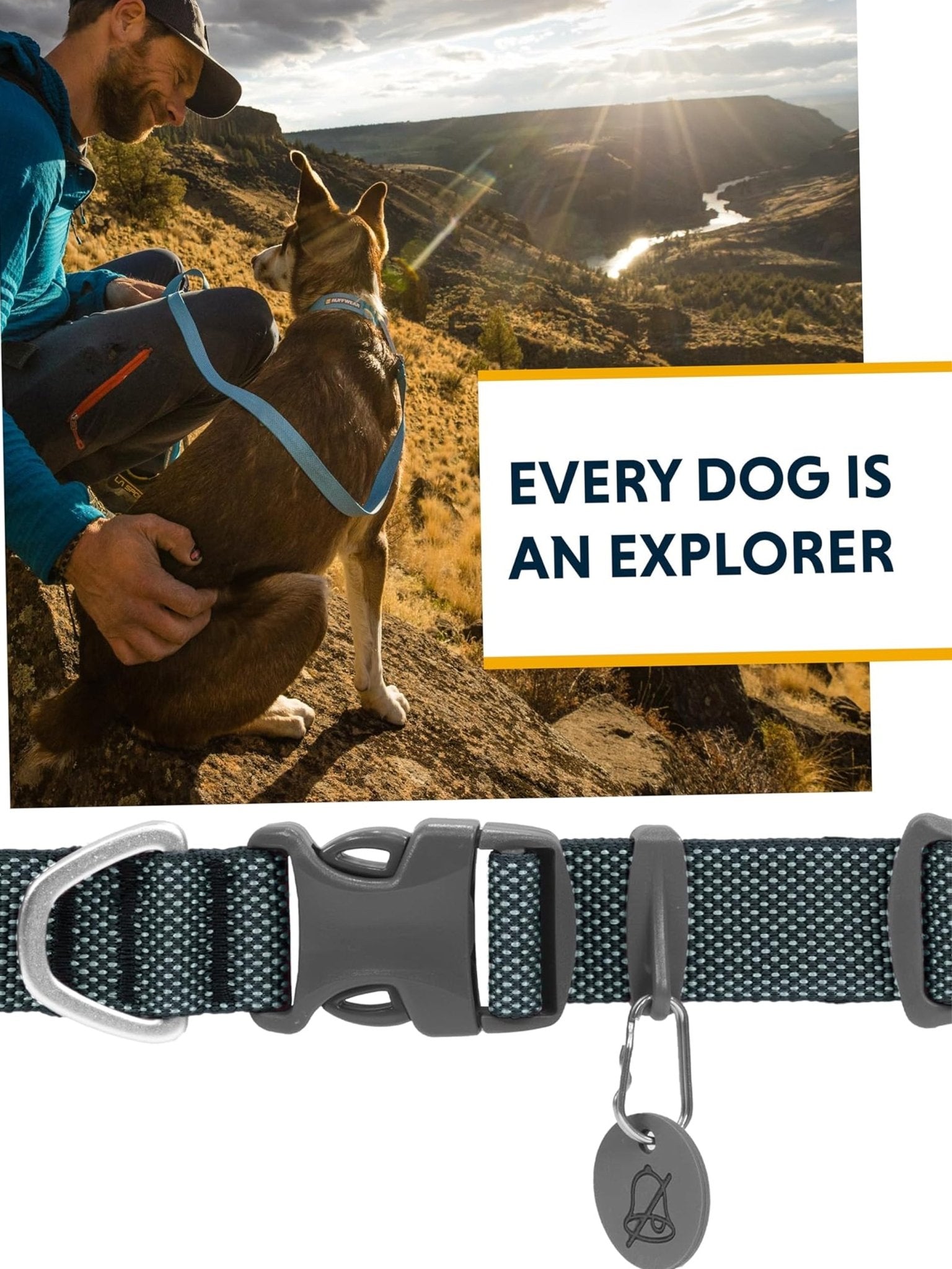 Ruffwear - Hi & Light Collar, Dog Collar with Aluminium D - Ring, Adjustable & Lightweight Dog Collar with Dog Lead Attachment Ring