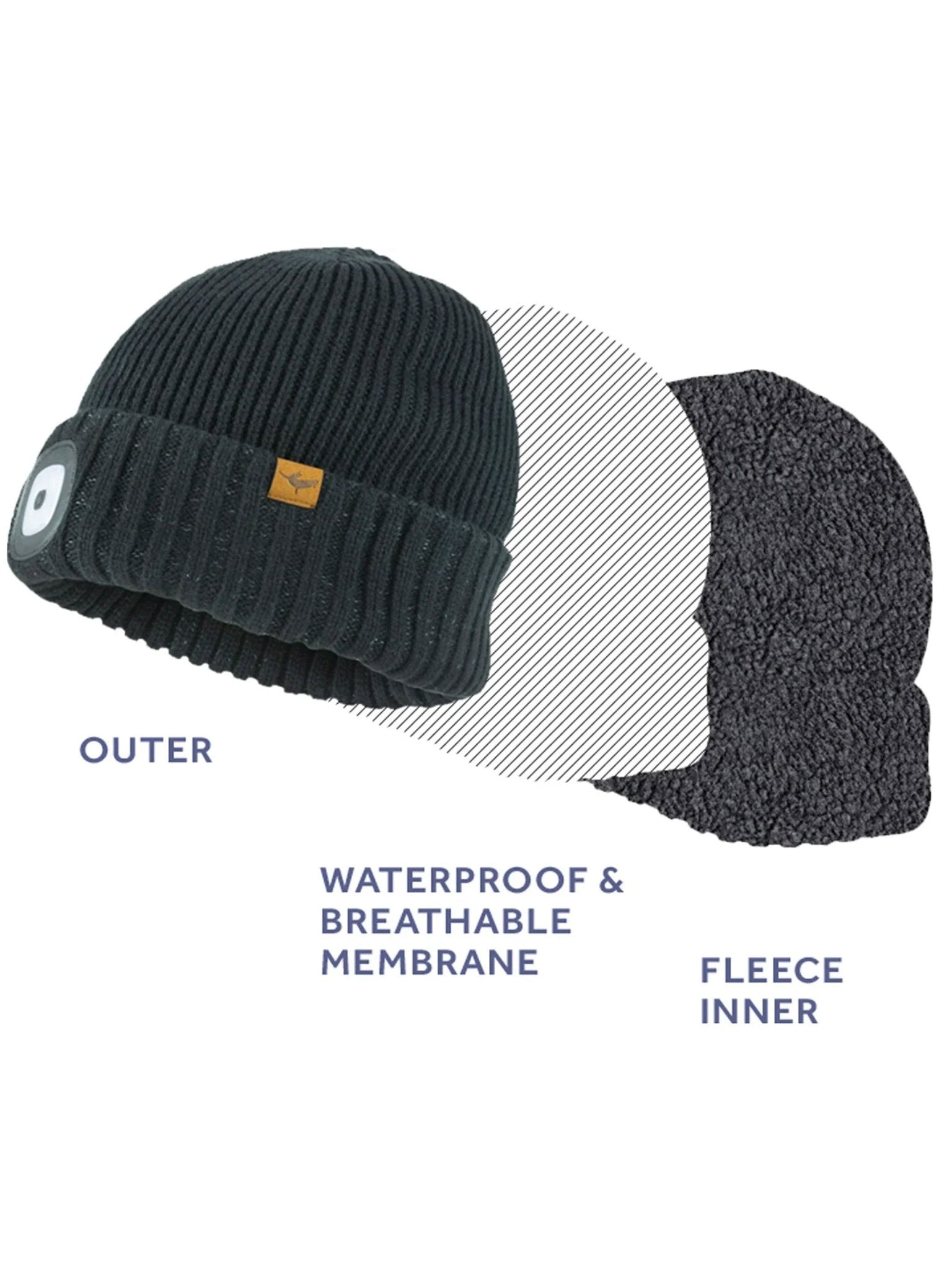 Sealskinz - LED Waterproof & Windproof Beanie Hat / Cold Weather Roll Cuff - Heydon