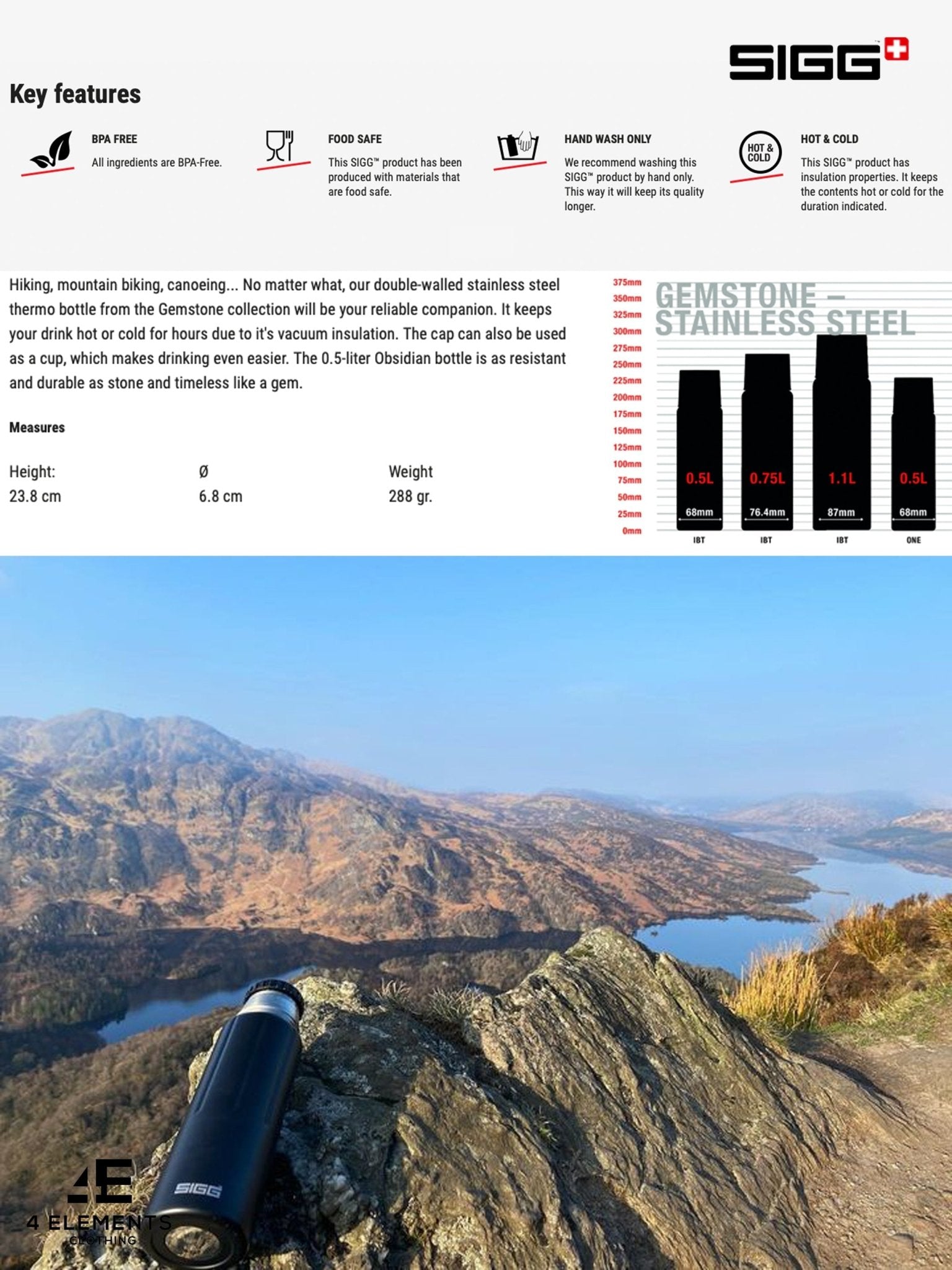 SIGG - Thermo Flask Gemstone IBT Obsidian