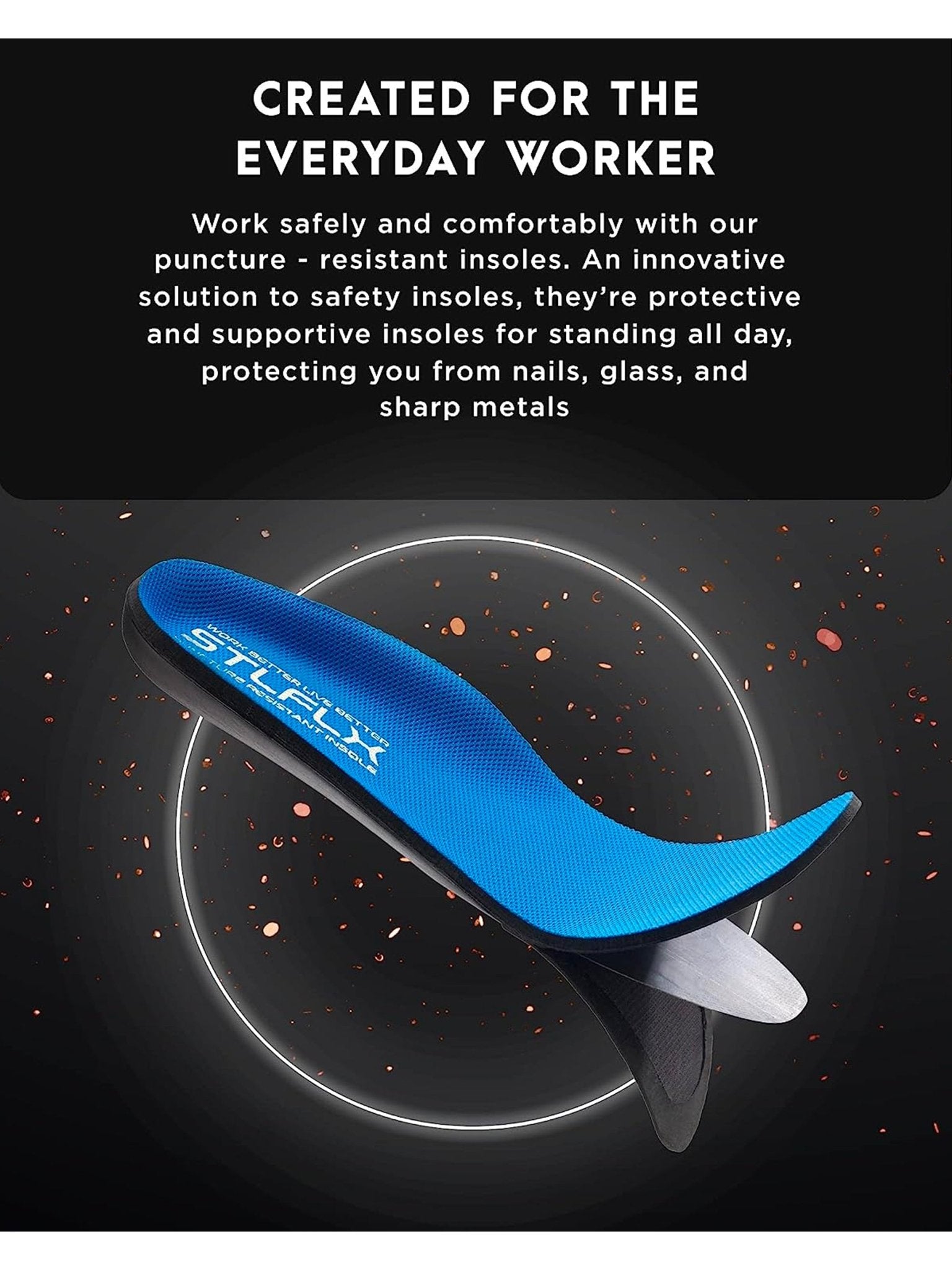 Steel Flex – Unisex safety footwear insole work shoes Puncture Resistant Light Weight in sole