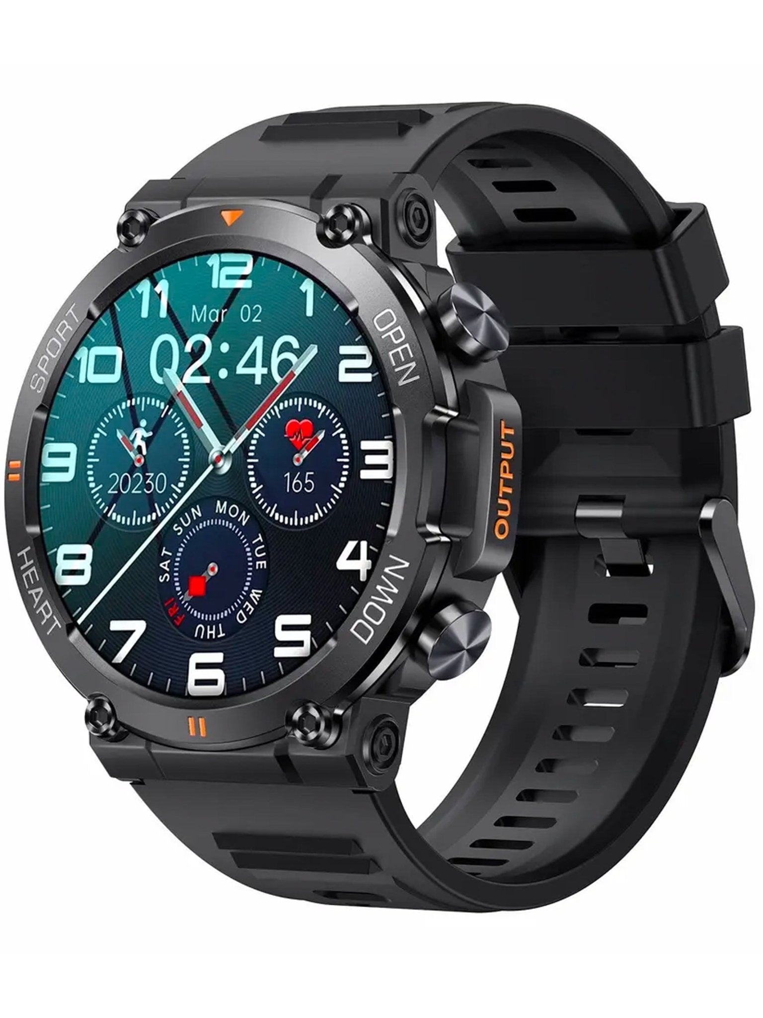 TELSA UK - Smart Watch Waterproof IP67 military style mens Sports & fitness digital Watch with Touch Screen display, Fitness Watch, Heart Rate, Step counter Smart Watch for men IOS & Android