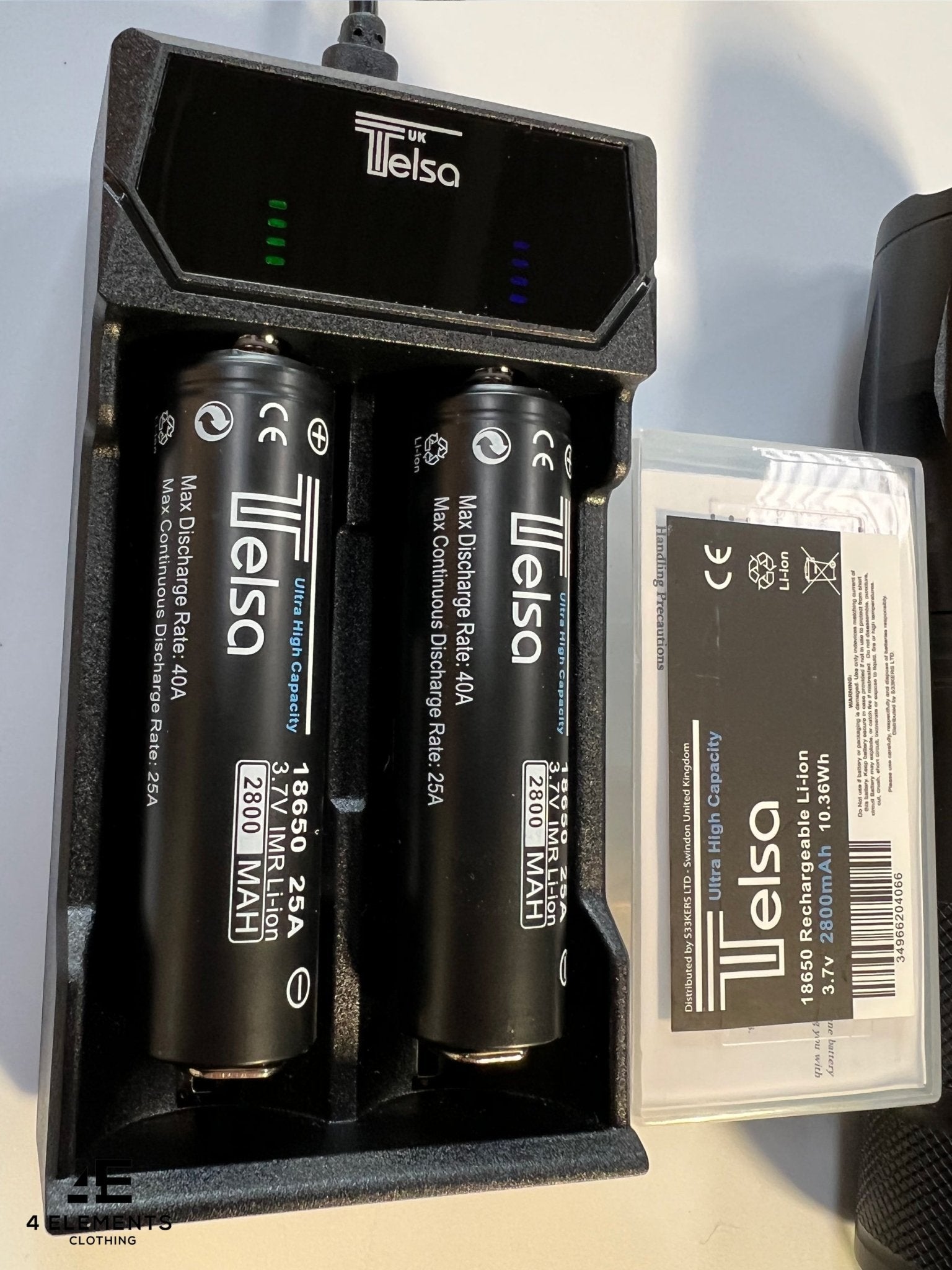 Telsa - Waterproof Zoom Aluminium LED Tactical Torch Flashlight - Free 2 x 18650 Batteries & USB Charger