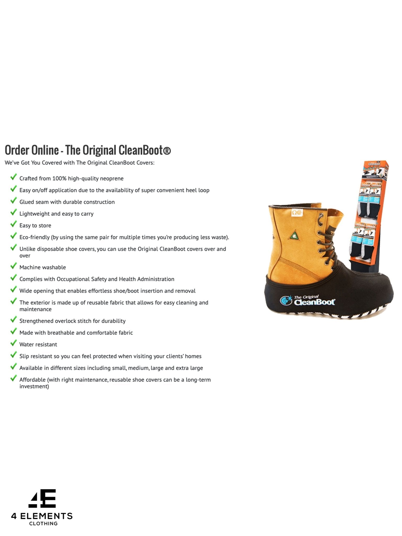 The Original CleanBoot ™ – Professional, Stretchable design with a grippy sole, Protect your floor.