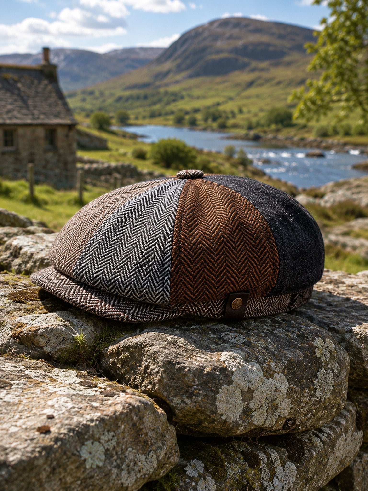 4 Elements Mens Shelby / Gatsby Cap Wool Tweed Hat Baker Boy 8 Panels 4 Elements Clothing Hats