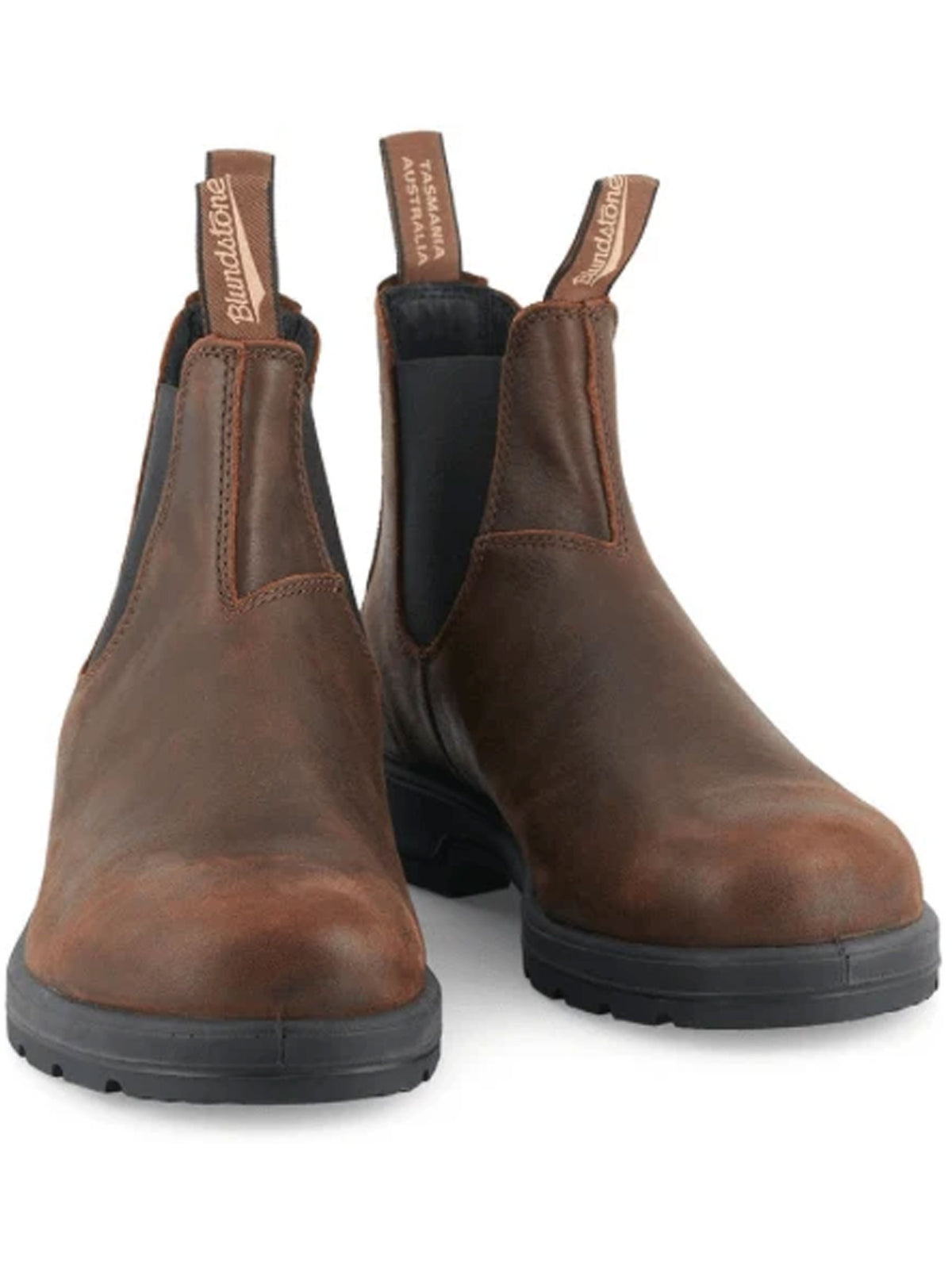 Blundstone 1609 antique brown Chelsea boots - pair front view with pull tabs