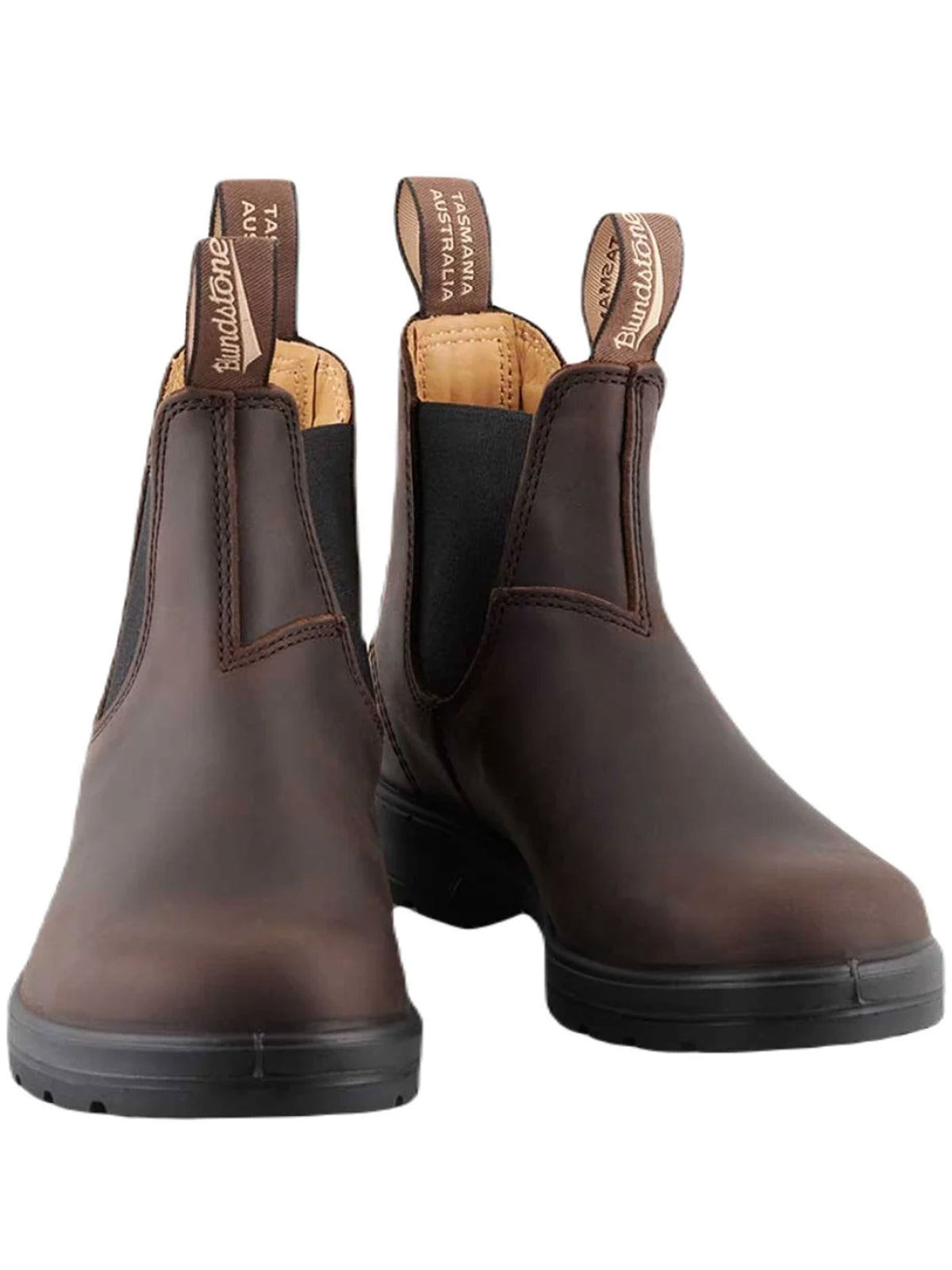 Blundstone 2340 brown oiled nubuck Chelsea boots - pair front view with pull tabs