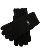 Dents Durham men's black wool knitted Thinsulate gloves, pair on white background