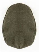 Dents Grafham men's forest green micro-herringbone tweed flat cap, top view