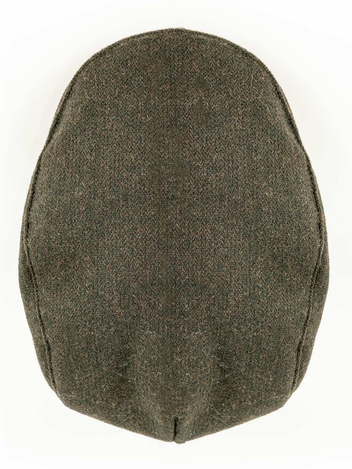 Dents Grafham men's forest green micro-herringbone tweed flat cap, top view
