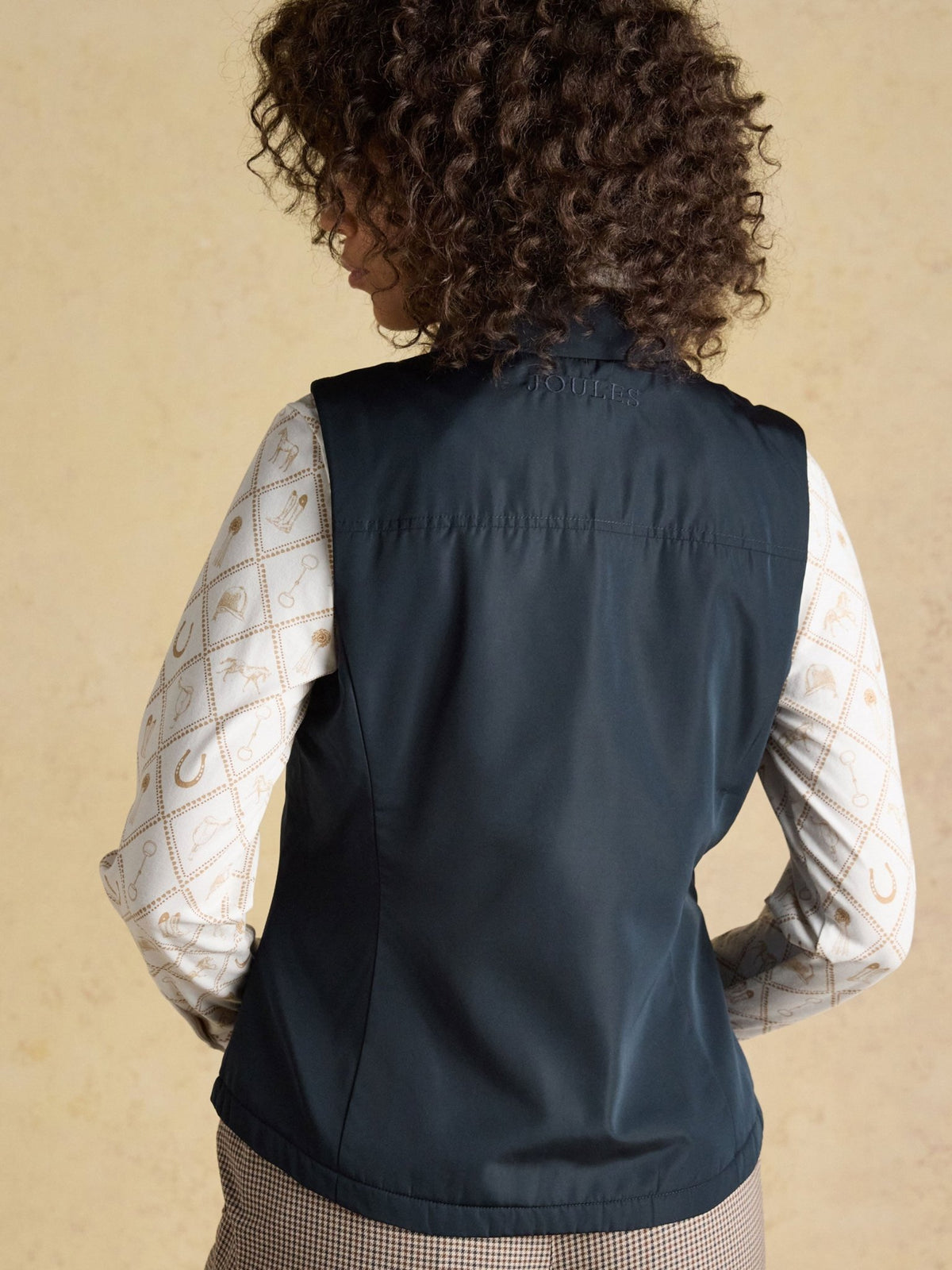 Joules ladies navy lightweight gilet, back view