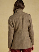 Joules Saddlebury women's brown herringbone tweed hacking jacket, back view