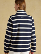 Joules Saunton ladies funnel neck sweatshirt in navy and cream stripe, view 3