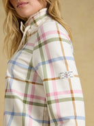 Joules Saunton ladies funnel neck sweatshirt in cream madden check, view 4