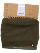 Seeland Apex One Hundred merino neck gaiter in Pine Green in Seeland packaging with logo label