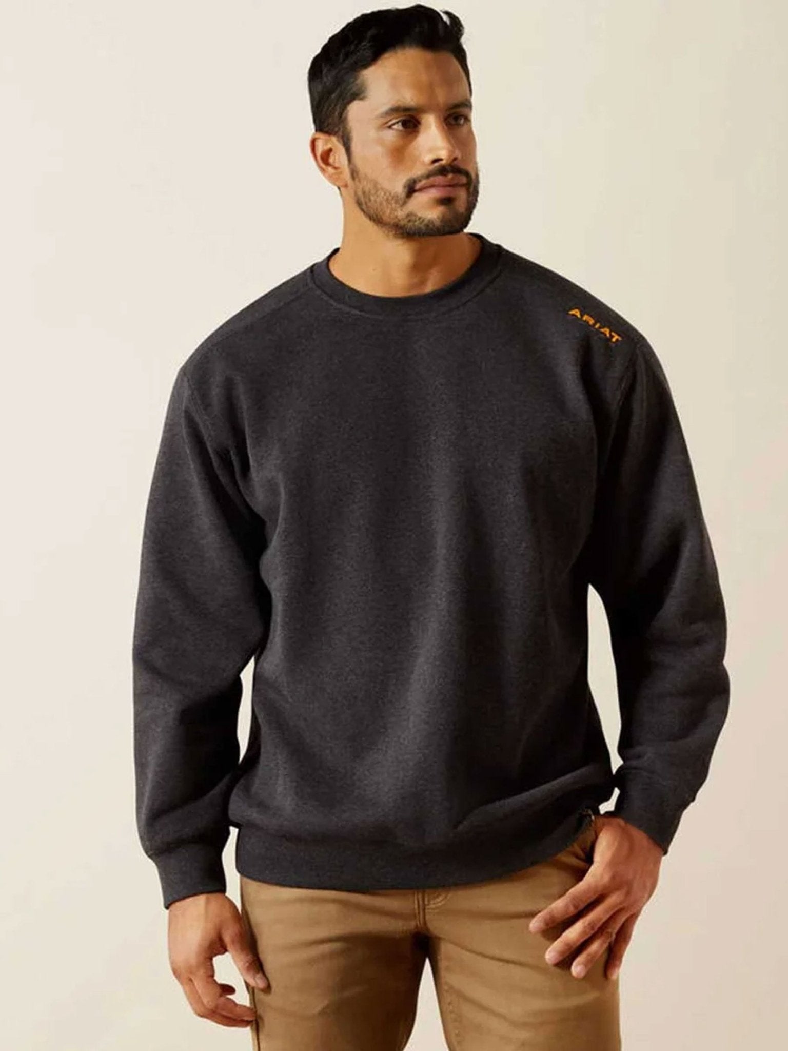 Ariat Rebar Lightweight Mens Jumper / Sweatshirt Charcoal Heather Ariat Knitwear