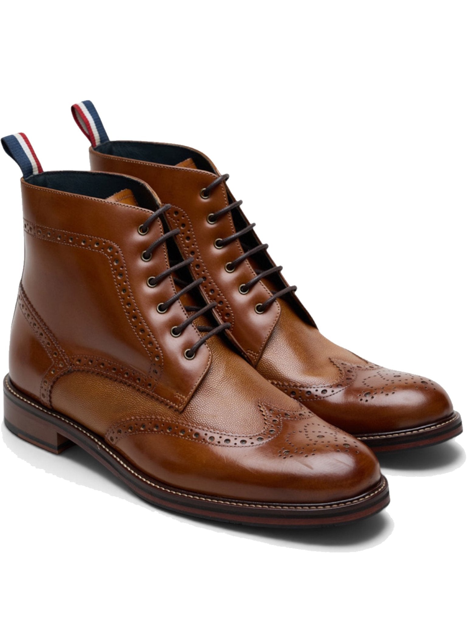 Ben Sherman Alfred Mens Lace Up Brogue Boots - Crafted Burnished Leather Ben Sherman Boots