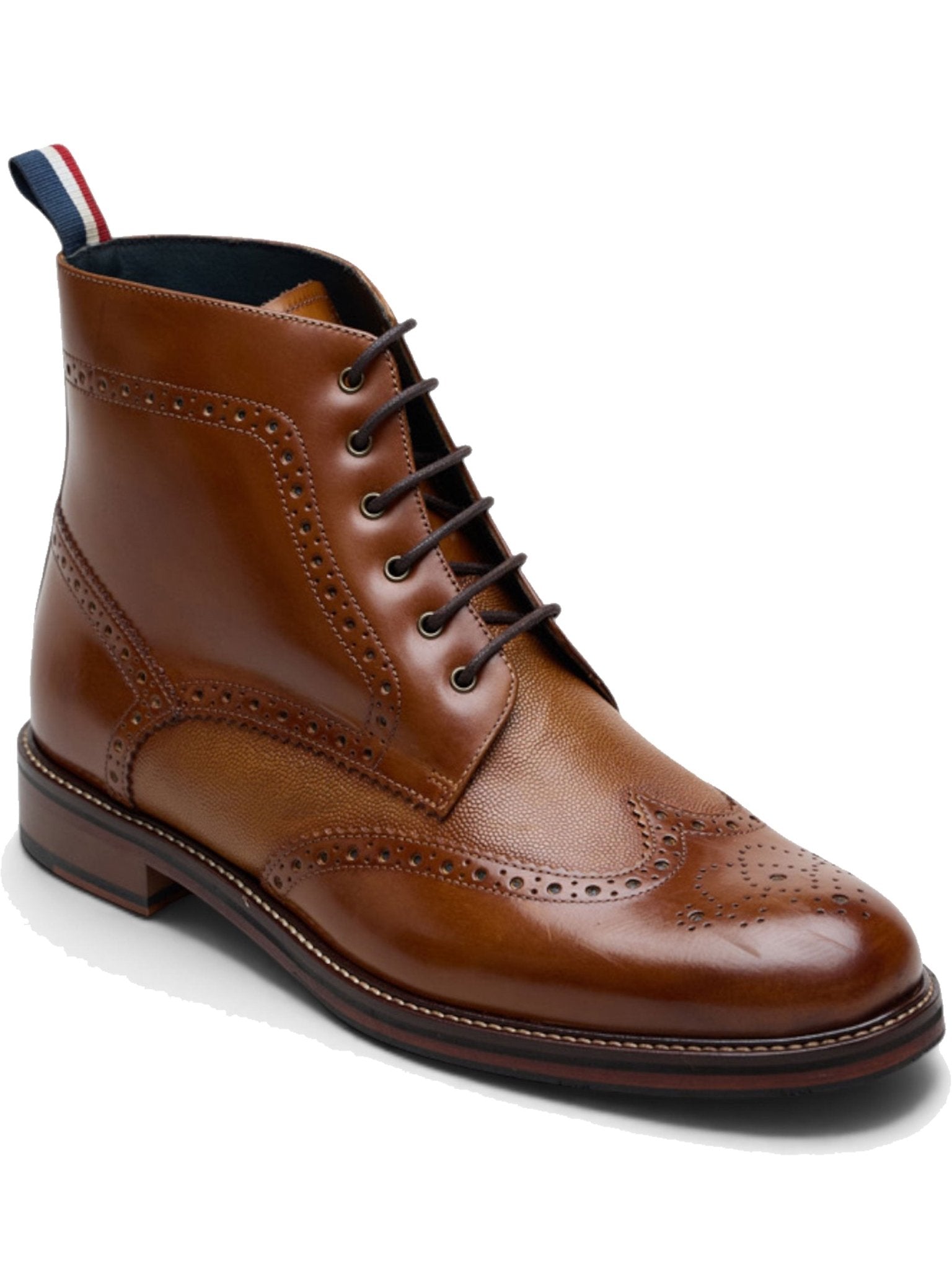 Ben Sherman Alfred Mens Lace Up Brogue Boots - Crafted Burnished Leather Ben Sherman Boots