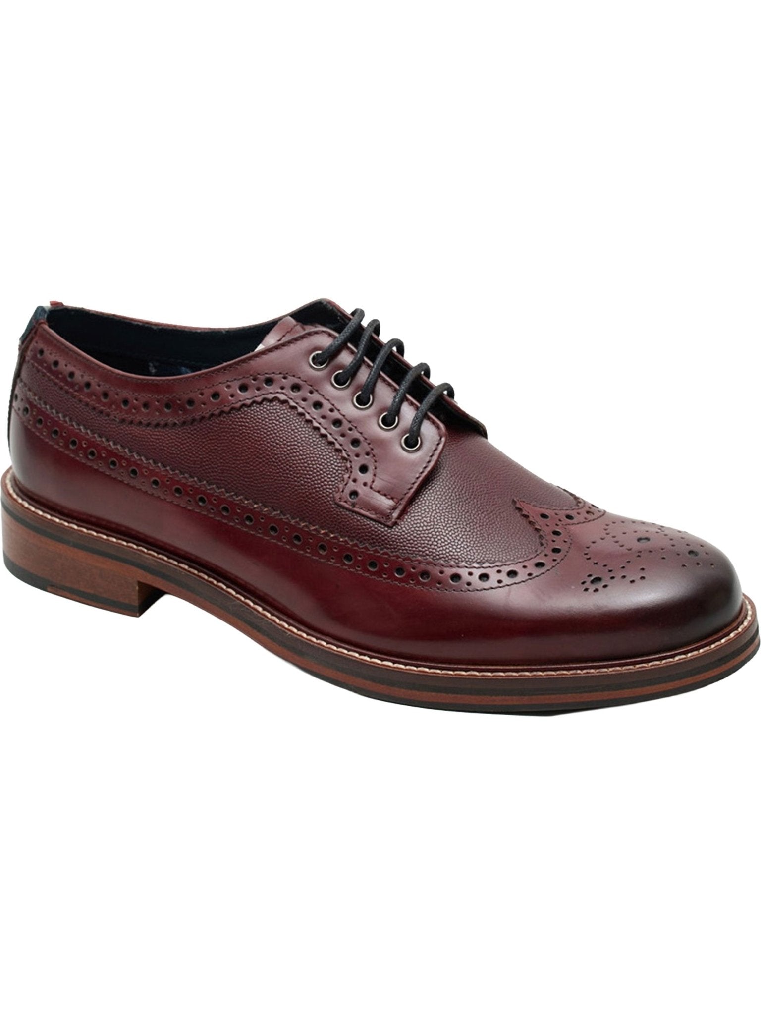 Ben Sherman Archie Mens Lace Up Brogue Shoes - Crafted Burnished Leather Ben Sherman