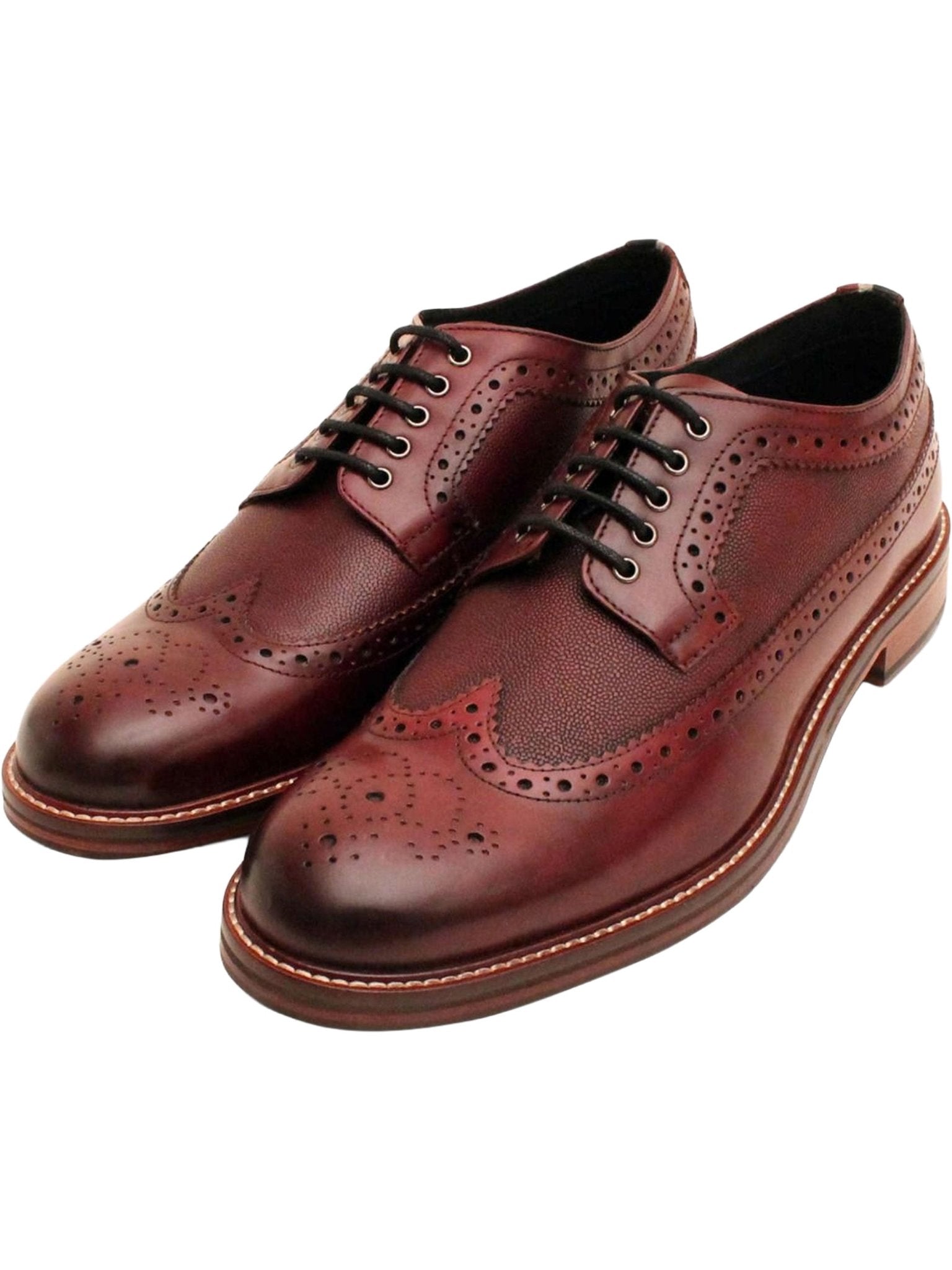 Ben Sherman Archie Mens Lace Up Brogue Shoes - Crafted Burnished Leather Ben Sherman