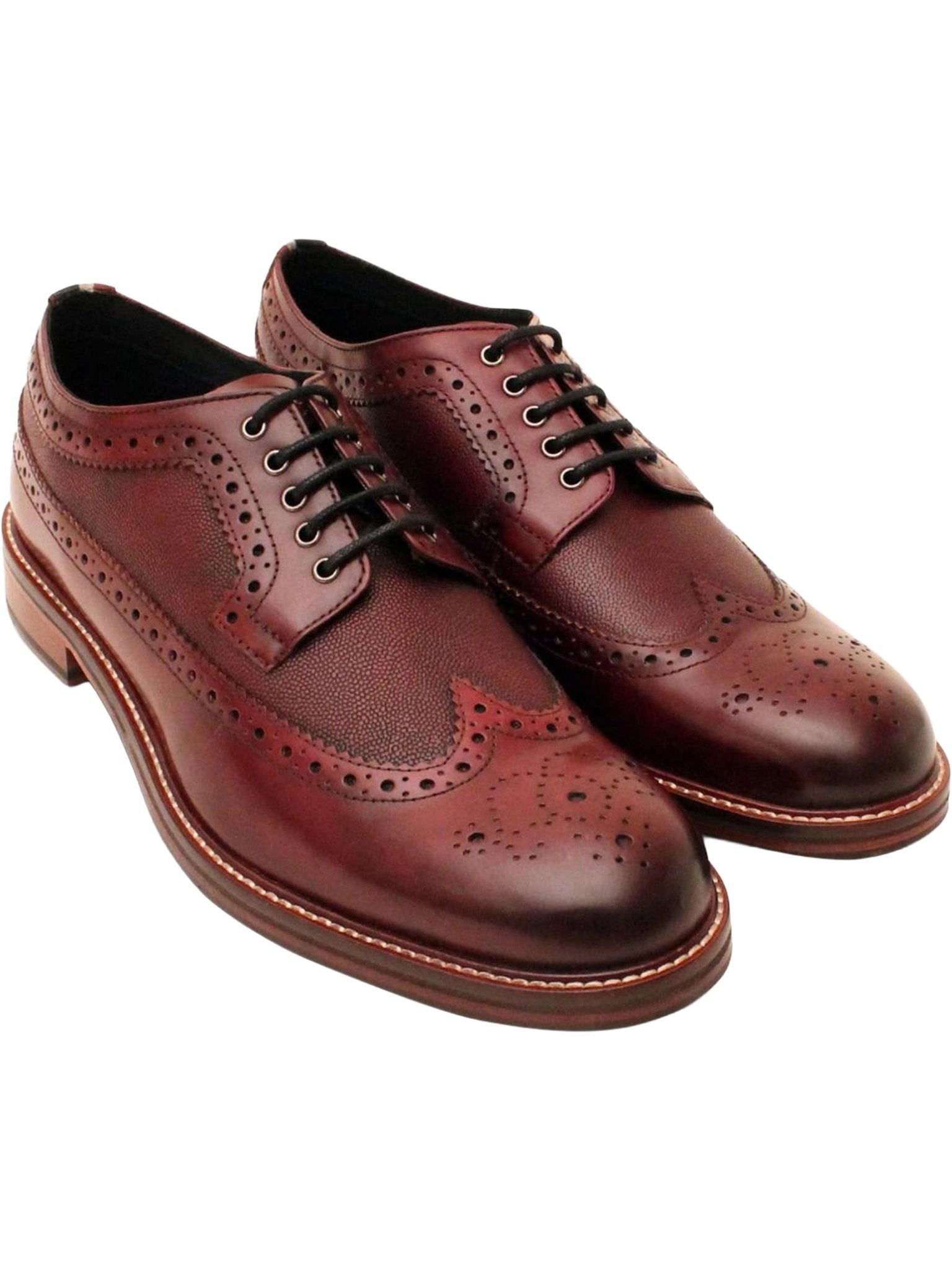 Ben Sherman Archie Mens Lace Up Brogue Shoes - Crafted Burnished Leather Ben Sherman
