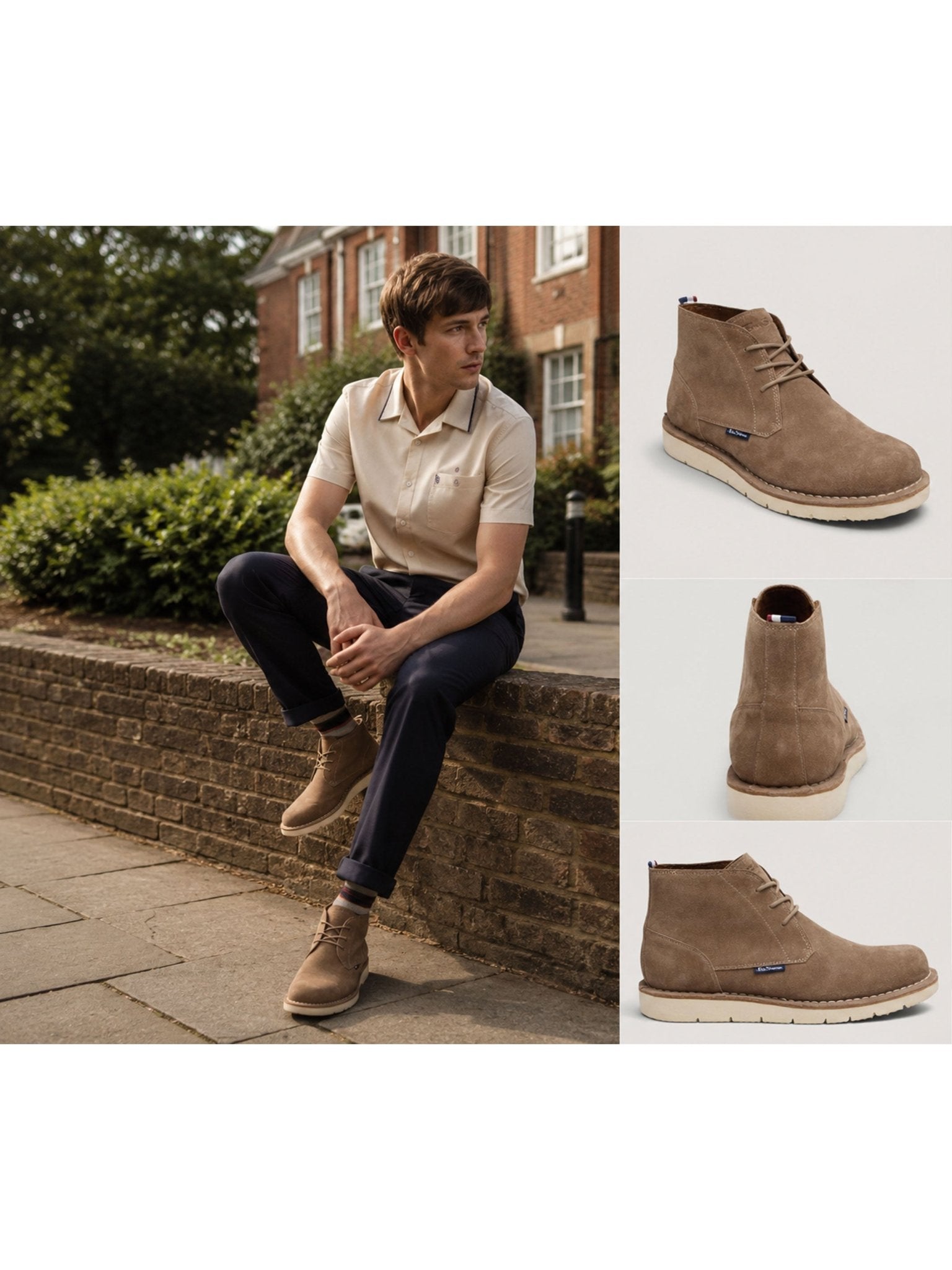 Ben Sherman Beak Men’s Suede Casual Chukka Boots – Stone Lace-Up, EVA Sole Ben Sherman Shoes