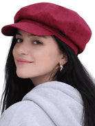 Craggi Baker boy Hat Burgundy Red Denim ladies Newsboy Womens Cap CRAGGI Hats