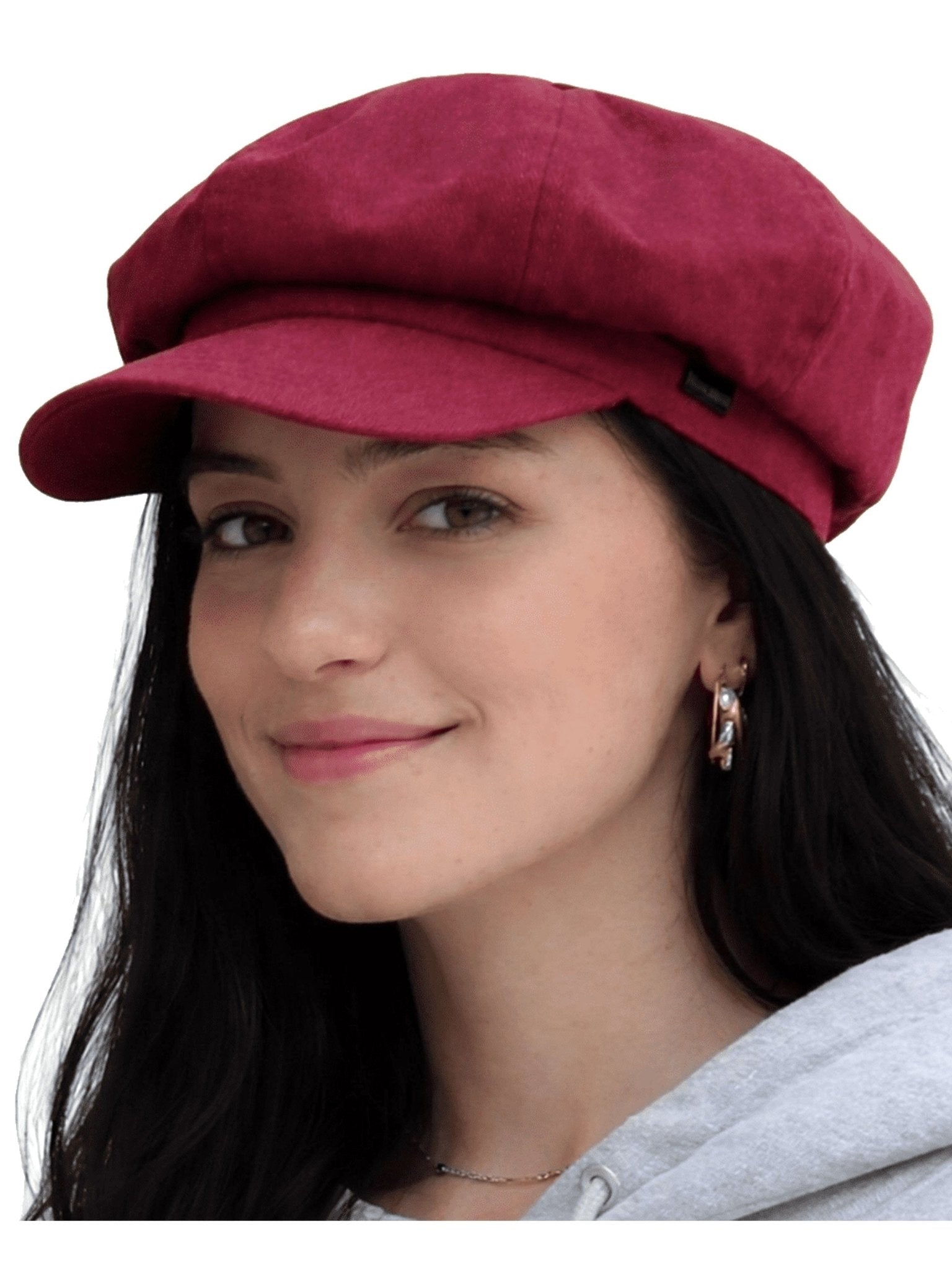 Craggi Baker boy Hat Burgundy Red Denim ladies Newsboy Womens Cap CRAGGI Hats