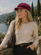 Craggi Baker boy Hat Burgundy Red Denim ladies Newsboy Womens Cap CRAGGI Hats
