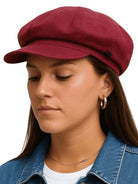 Craggi Baker boy Hat Burgundy Red Denim ladies Newsboy Womens Cap CRAGGI Hats